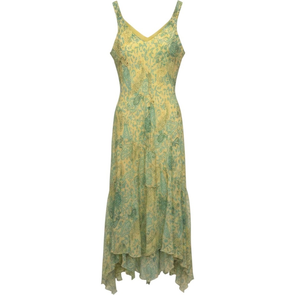 Y2K Jonathan Martin Studio Silk Paisley Handkerchief Hem Midi Dress size 16